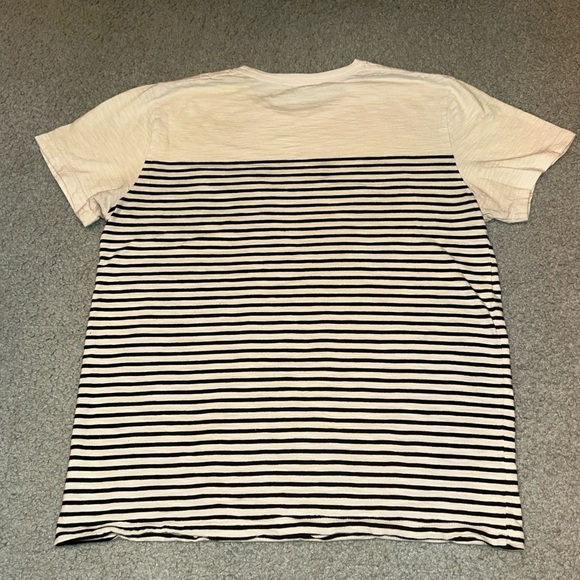 Old Navy Shirt Mens Large White Blue Striped Short Sleeve Pocket Tee Casual Top - Picture 8 of 13